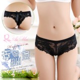 《AIMEI GIAREN》幸福秘境！大蝴蝶結蕾絲花邊T字褲﹝黑﹞