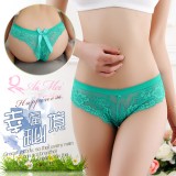 《AIMEI GIAREN》幸福秘境！大蝴蝶結蕾絲花邊T字褲﹝珊瑚綠﹞