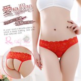 《AIMEI GIAREN》愛戀遐想！性感緹花刺繡露臀開襠褲﹝紅﹞