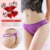 《AIMEI GIAREN》情吻妙戀！刺繡花朵造型細帶丁字褲﹝紫﹞