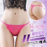 《AIMEI GIAREN》傾戀宣言！圓點網紗花朵造型丁字褲﹝玫紅﹞