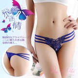 《AIMEI GIAREN》飛揚迷情！大蝴蝶鏤空刺繡鑽飾丁字褲﹝寶藍﹞