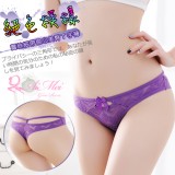 《AIMEI GIAREN》美妙情網！開襠珍珠按摩蕾絲丁字褲﹝紫﹞