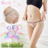 《AIMEI GIAREN》夏日愛戀！彩紅腰帶拼接蕾絲三角褲﹝膚﹞
