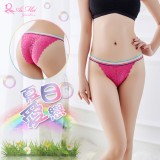 《AIMEI GIAREN》夏日愛戀！彩紅腰帶拼接蕾絲三角褲﹝玫紅﹞