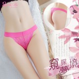 《AIMEI GIAREN》窺探夢境！彈力腰帶小鈕扣蕾絲T字褲﹝玫紅﹞