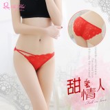 《AIMEI GIAREN》甜蜜情人！細帶斜邊花漾蕾絲三角褲﹝紅﹞