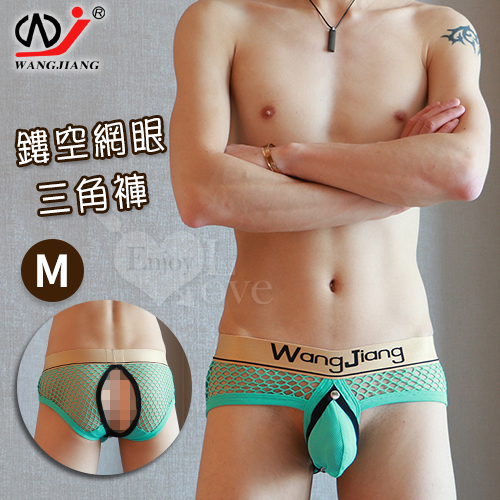 【網將WJ】前鈕扣拆卸袋內吊環後開檔 - 網眼三角內褲﹝淺綠 M﹞