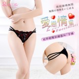 《AIMEI GIAREN》愛戀情蜜！細帶翹臀刺繡蕾絲T字褲﹝黑﹞