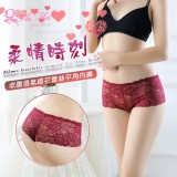 《AIMEI GIAREN》柔情時刻！收腹透氣緹花蕾絲中腰平角內褲﹝酒紅﹞