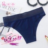 《AIMEI GIAREN》親密物語！絲滑冰絲條紋褲頭低腰三角褲﹝深藍﹞