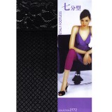 【Etaly】七分褲美體襪(黑色蕾絲緹花-小菱格)