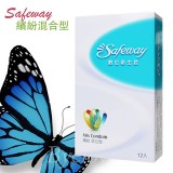 SAFEWAY數位繽紛混合型衛生套保險套12入(顆粒+超薄+潤滑)
