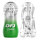 取悅 DFJ水晶透明飛機杯 男用自慰器 持久訓練器 柔軟吮吸顆粒軟膠 成人情趣用品自慰杯(旋吸型-綠色)