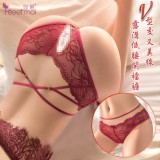 《FEE ET MOI》V型交叉美線露溝低腰開襠褲﹝酒紅﹞