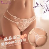 《FEE ET MOI》神秘地帶花朵刺繡雙彈力細帶T字褲﹝白﹞