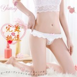 《Yisiting》完美挑逗！蕾絲花邊露屁屁串珠開襠低腰褲﹝白﹞