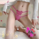 《Yisiting》甜蜜舞動！蝴蝶雙飛彈力細帶花卉網紗美臀Ｔ字褲﹝玫紅﹞