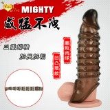 Enjoy Love ‧ 威猛不洩 顆粒肉球+凹凸環紋造型 陰莖三重鎖精加長加粗水晶套環