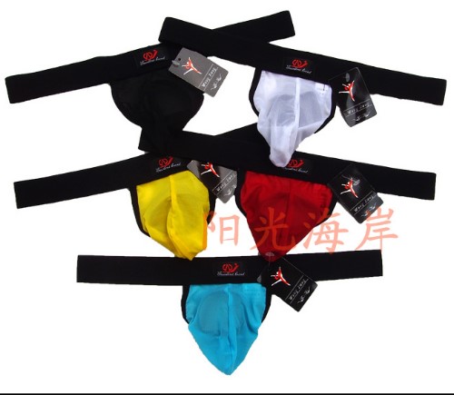 【網將WJ】網紗透明後空無帶T字褲 ( M 紅 )